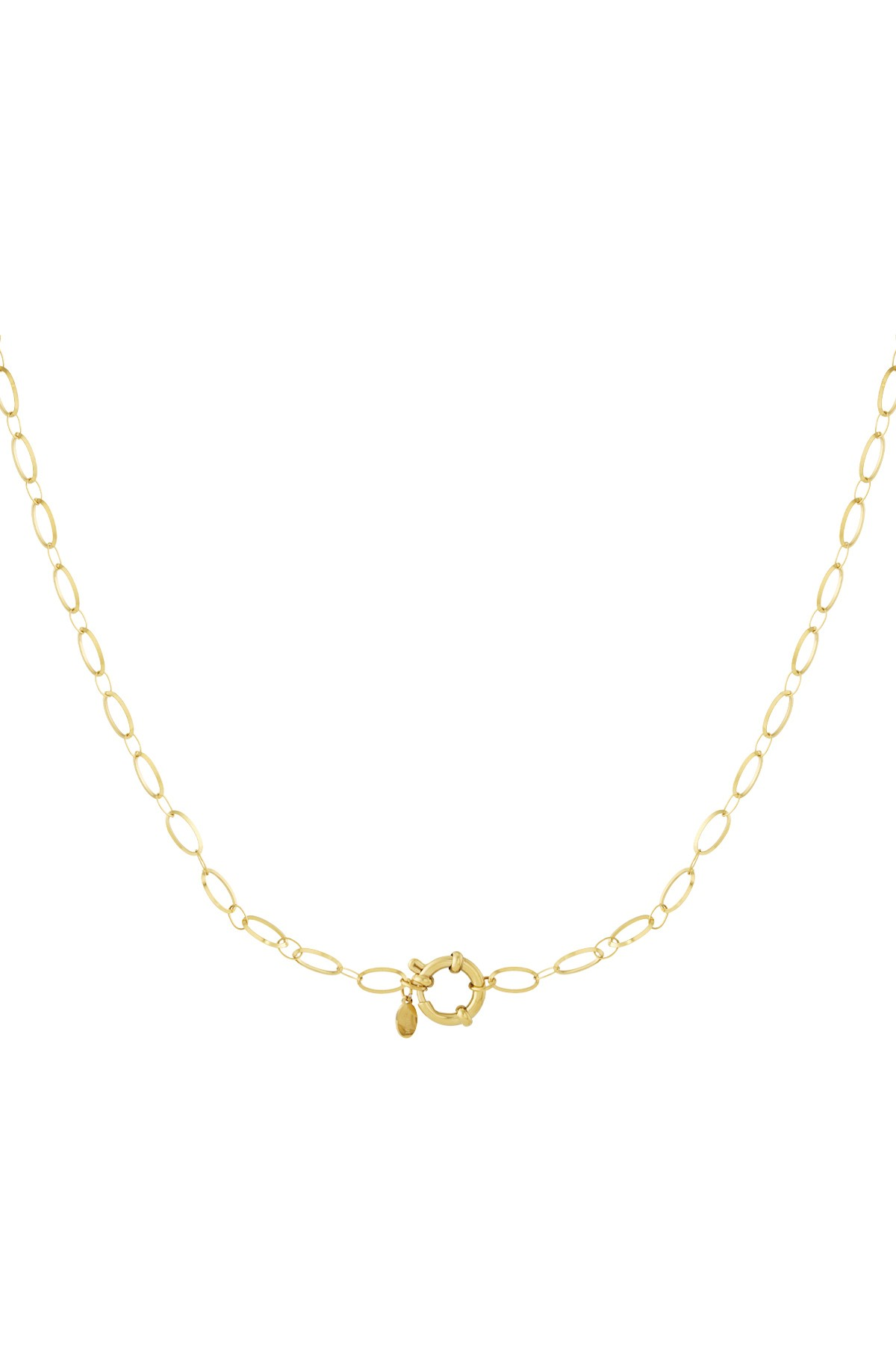 Minimalistische goudkleurige RVS schakelketting voor dames met ronde sluiting van stainless steel
