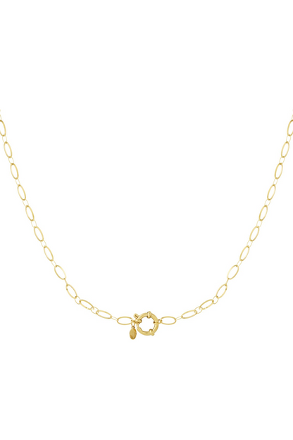 Minimalistische goudkleurige RVS schakelketting voor dames met ronde sluiting van stainless steel
