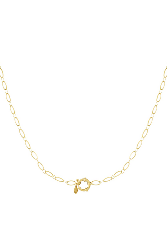 Minimalistische goudkleurige RVS schakelketting voor dames met ronde sluiting van stainless steel