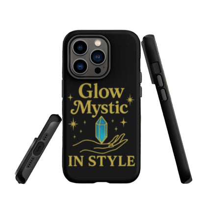 Glow Mystic In Style iPhone Case with mystical crystal design and durable black protective shell