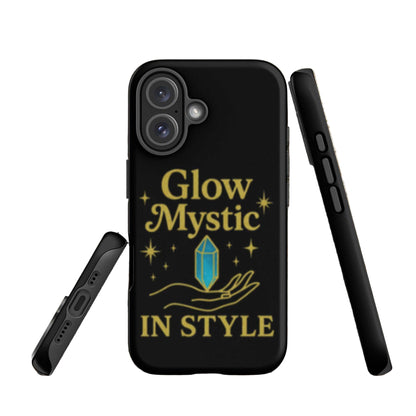 Glow Mystic In Style iPhone case with mystical crystal design and durable black protective shell