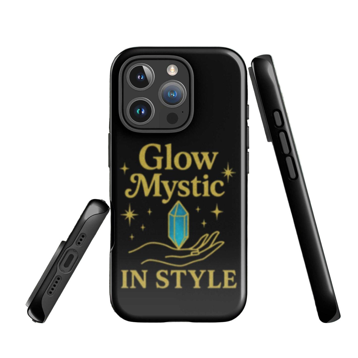 Glow Mystic In Style iPhone Case with mystical crystal design, durable dual-layer protection, and precise port cutouts for full functionality.