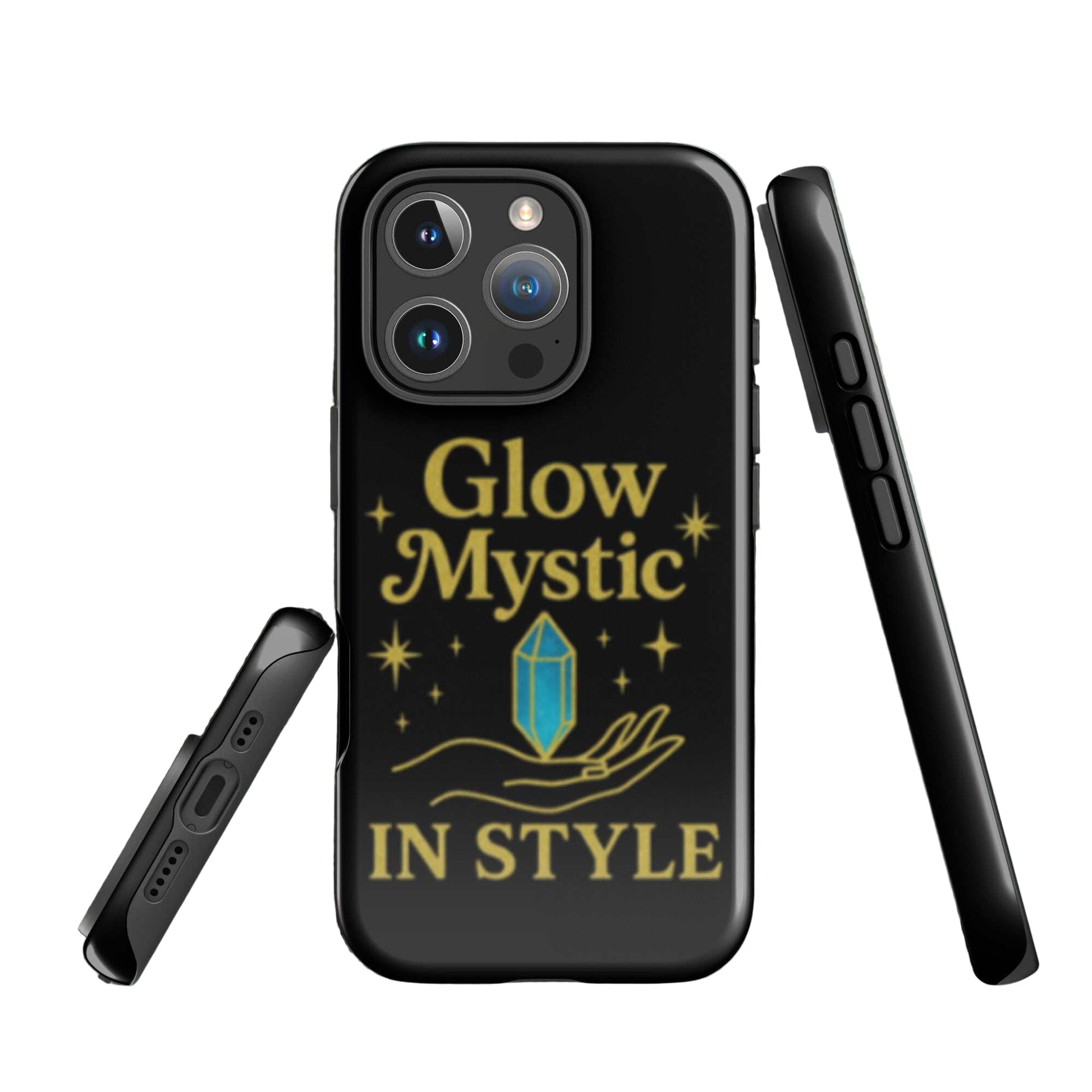 Glow Mystic In Style iPhone Case with mystical crystal design, durable dual-layer protection, and precise port cutouts for full functionality.