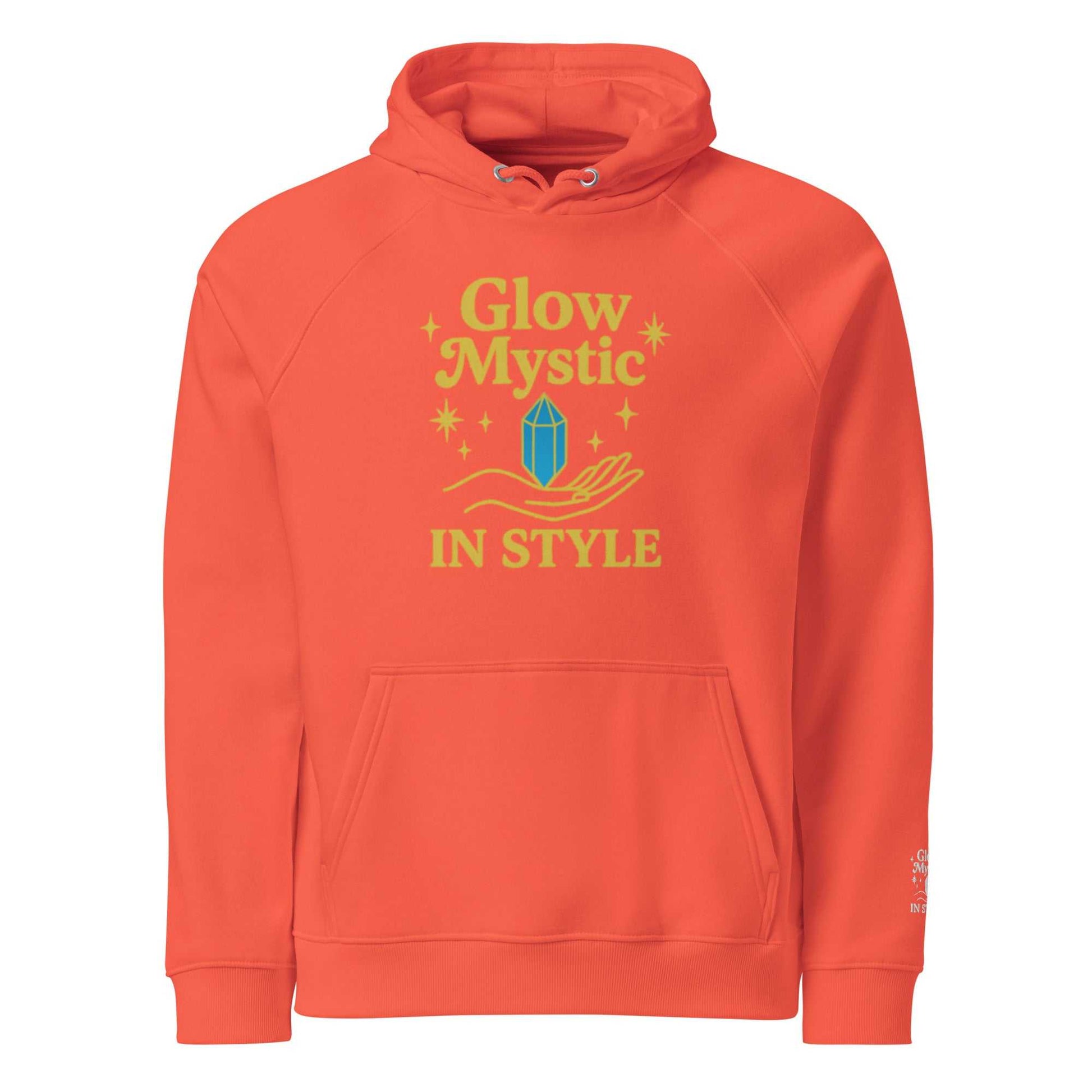 Glow Mystic in Style Hoodie in oranje met urban graphic en comfortabele pasvorm van biologisch katoen