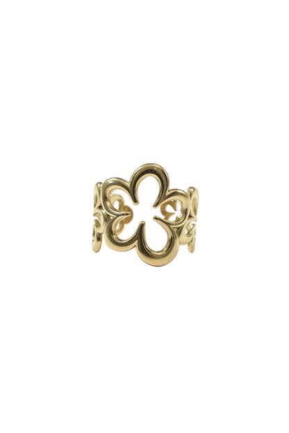 Verstelbare RVS Ring Vijf Bloemen – Goudkleurig